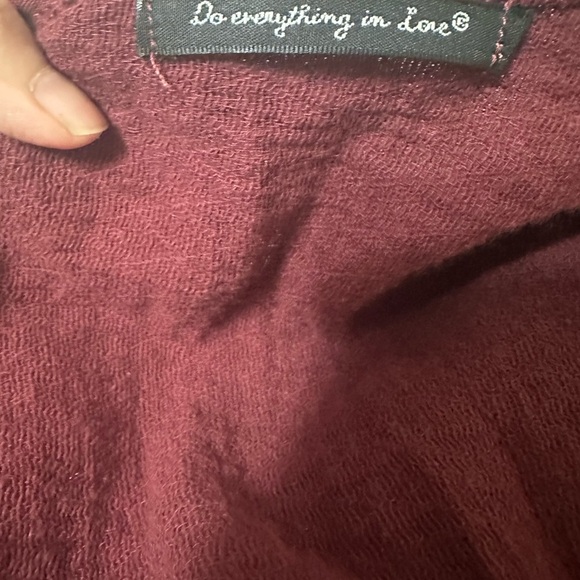Do everything in love casual burgundy lightweight open ruffled cardigan one size - Picture 6 of 6